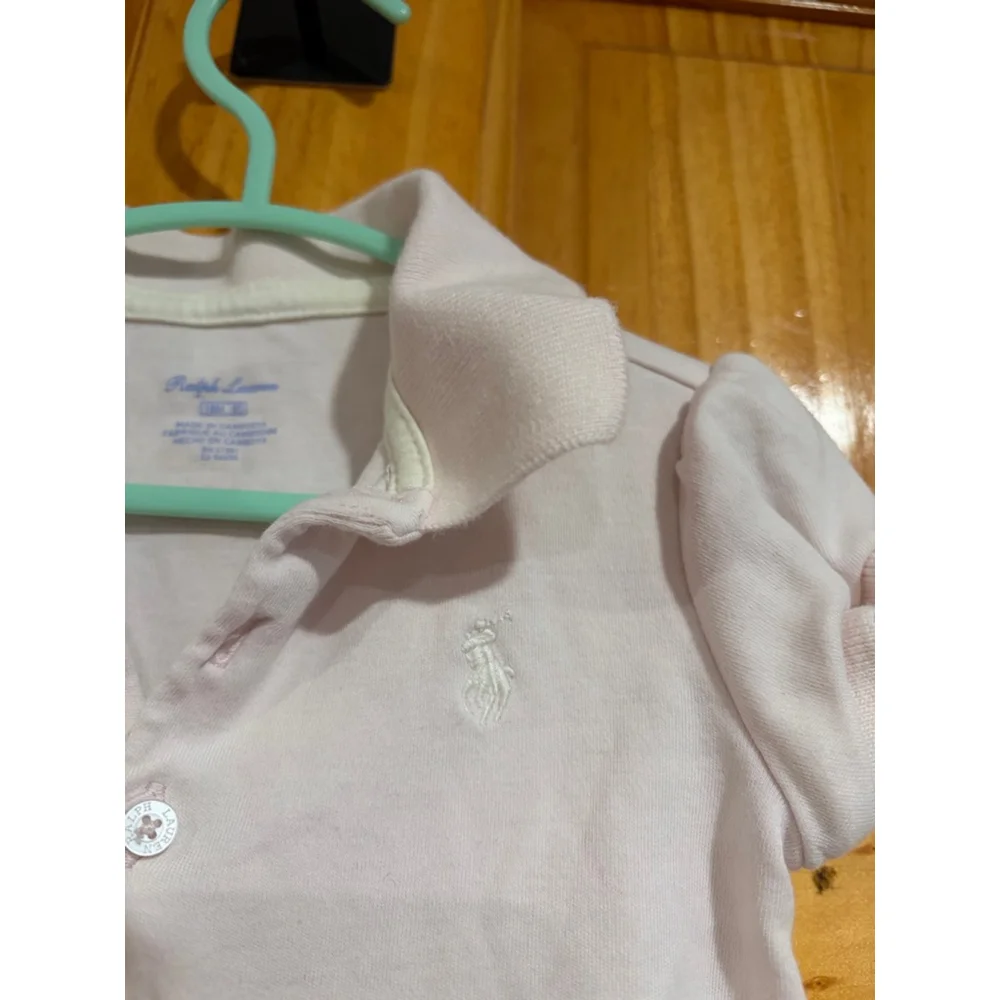 Ralph Lauren Girl’s Pink Ruffle Hem Polo Shirt Dress Short Sleeve 18M